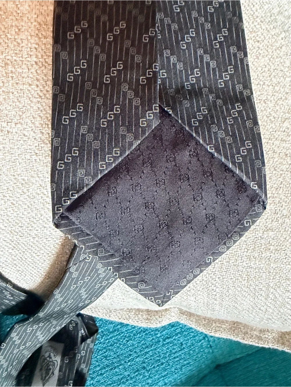 Gucci Black Monogram Men's Tie Authentic